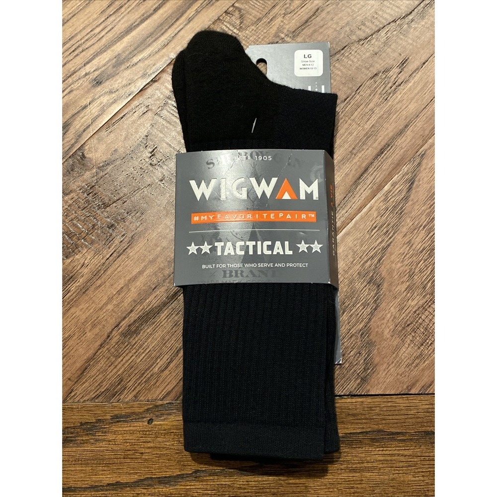 Wigwam Tactical Black Crew Socks Large Mens 9-12 Womens 10-13 New